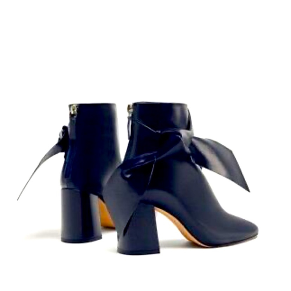 Blue Navy Leather Zara Boots